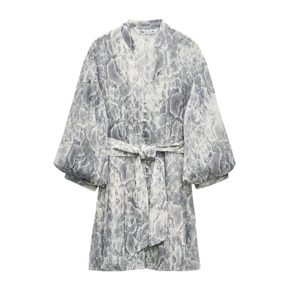 New ZARA Metalic Thread Animal Print Dress